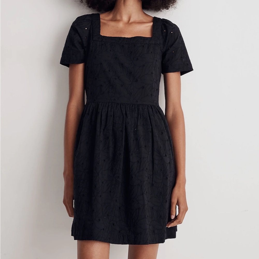 Black lace mini dress